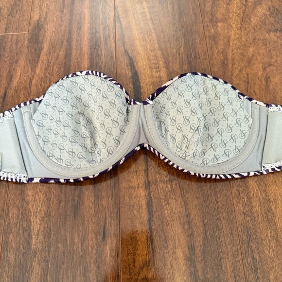 Victoria’s Secret 32D Bandeau Bikini Top Purple Ikat Tribal Strapless Swim 2014 - Picture 7 of 10